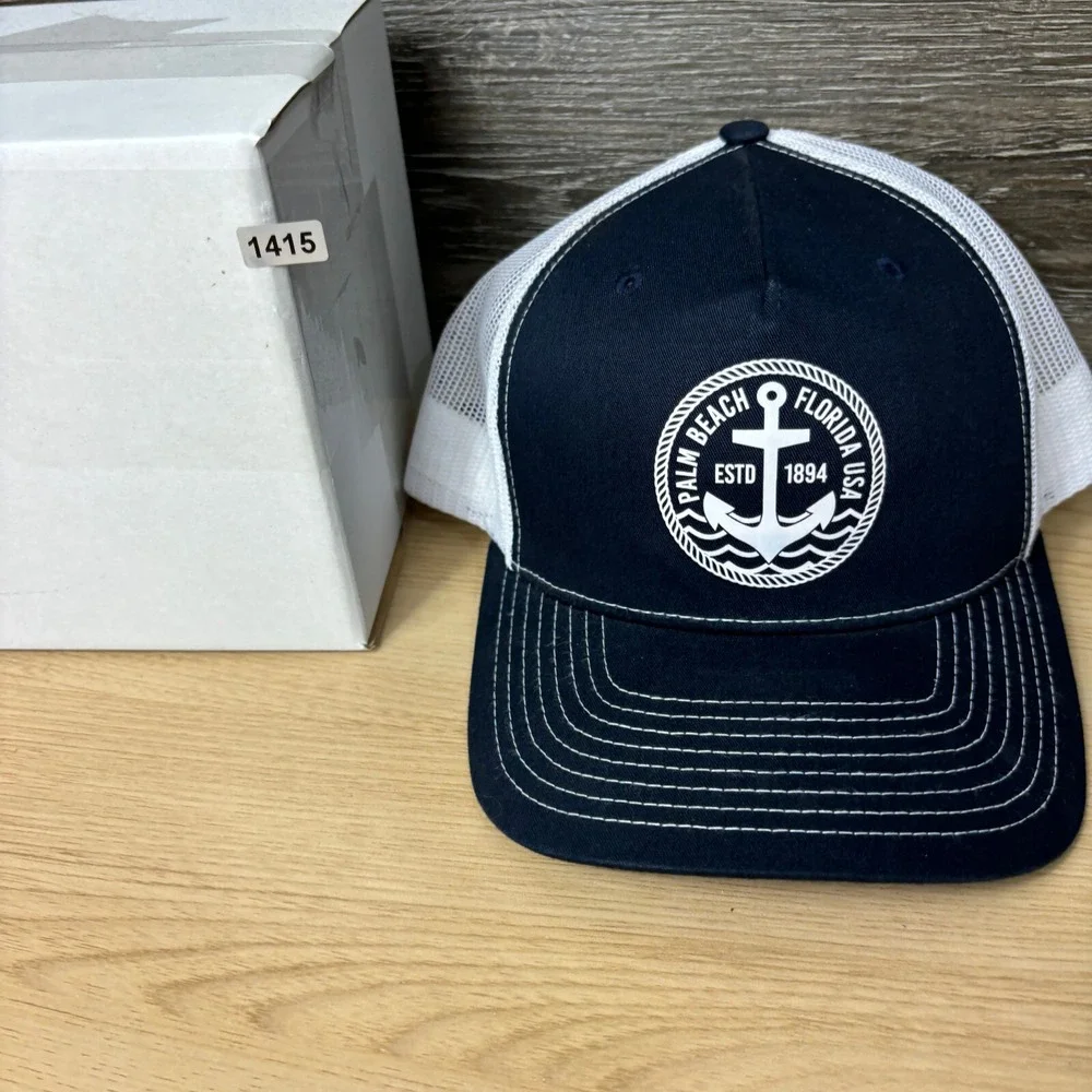 Palm Beach‎ Hat Cap Snap Back Blue Florida Beach Fishing Anchor Richardson